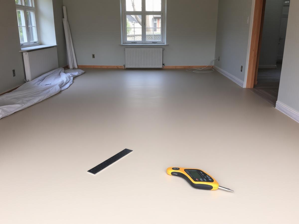 Subfloor being levelled with smoothing compound before installation